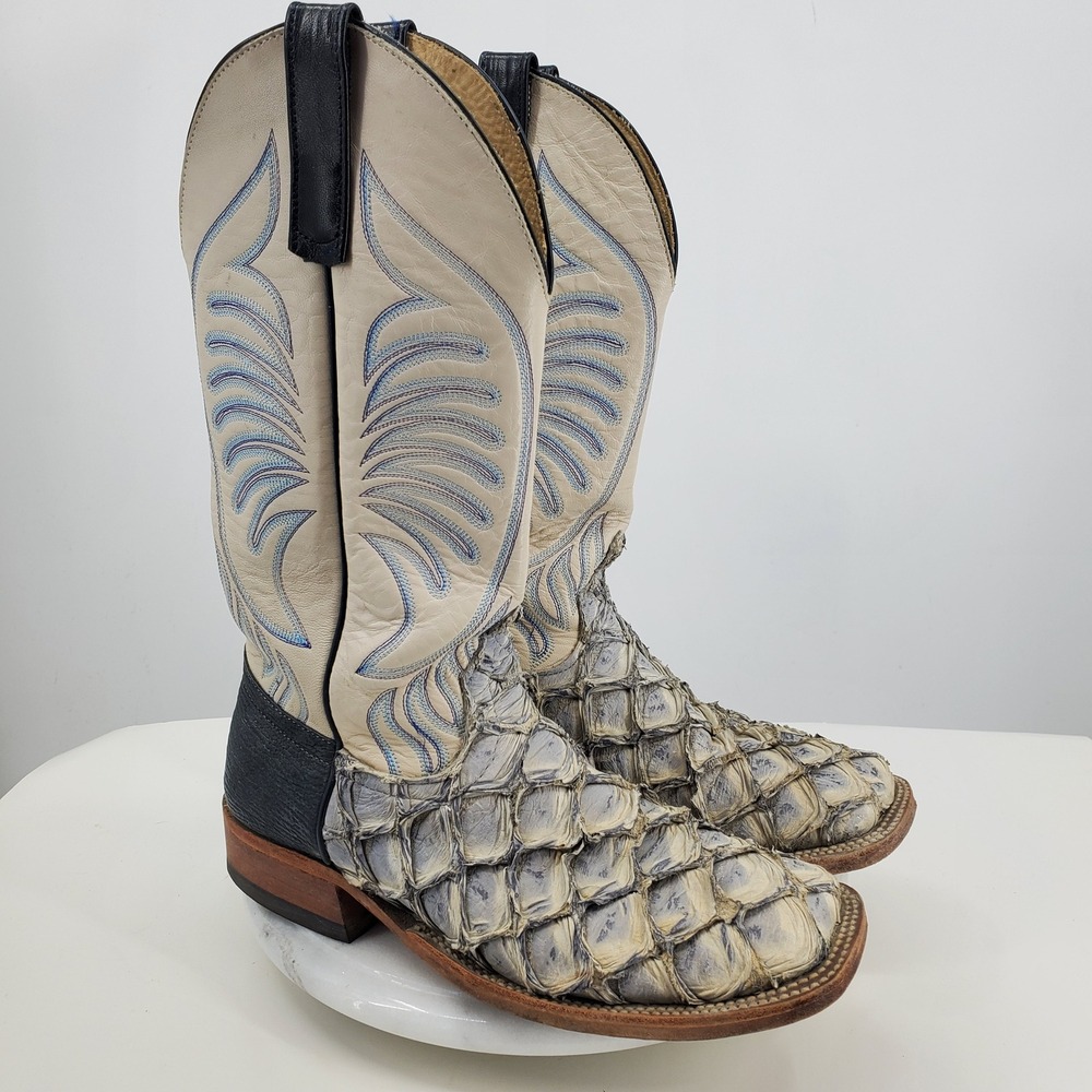 Anderson Bean Men's Blue Jean Big Bass Square Toe Western Cowboy Boots 8.5